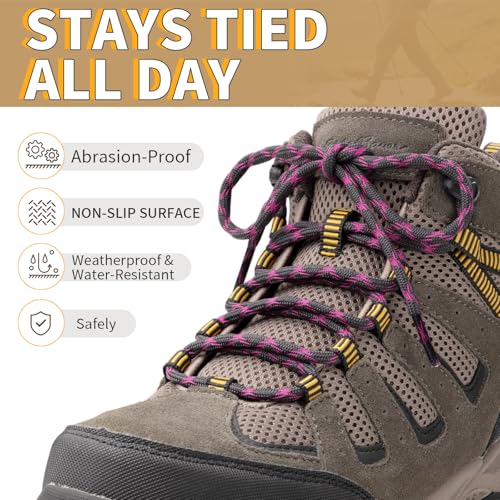 Stepace Wave Round Boot Laces [2 Pairs] Heavy Duty Shoelaces,Work Boots & Hiking Shoes