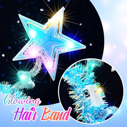Catery Light Up Star Headband Star Headpiece Rave Costume Accessories for Girls and Women