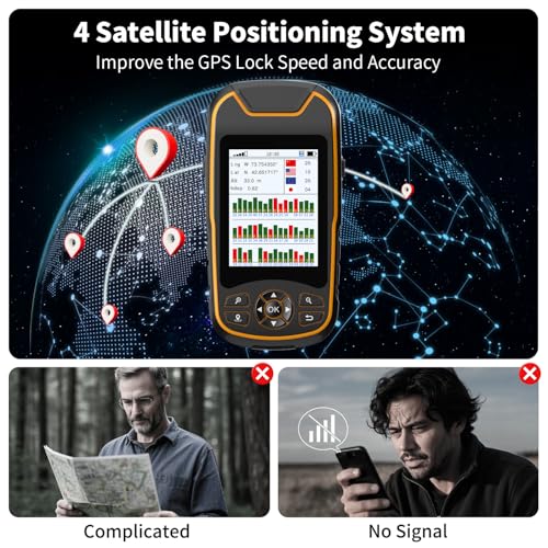 Handheld GPS for Hiking, Rugged and Waterproof Handheld GPS Navigator, 3.2" Sunlight Readable Screen, Compact Satellite Ha...