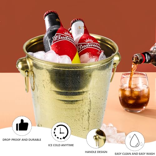 5L Metal Ice Buckets Insulated Ice Bucket Stainless Steel Ice Bucket Drink Cooler Wine Champagne Bucket for Home Restauran...