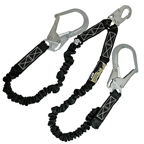 AFP 6FT Double Leg Internal Shock Absorbing Safety Fall Protection Lanyard with Dual Pelican Rebar & Snap Hook | Heavy-Dut...