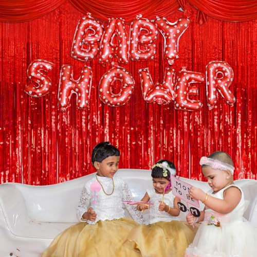 2 Pack Red Streamers Party Backdrop Christmas Decorations Foil Fringe Backdrop Curtains Carnival Casino Theme Birthday New...