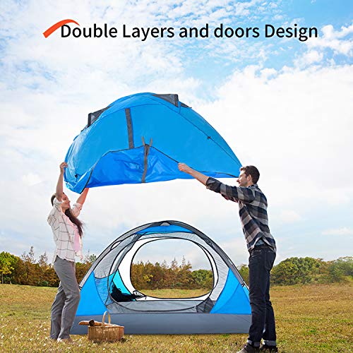 BISINNA 2/4 Person Camping Tent Lightweight Backpacking Tent Waterproof Windproof Two Doors Easy Setup Double Layer Outdoo...