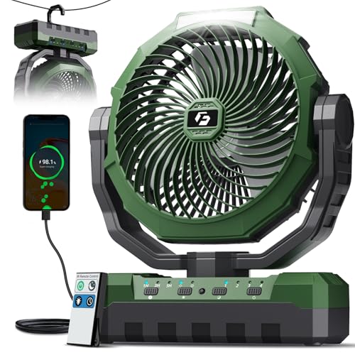 FRIZCOL 3-in-1 Camping Fan - Portable Fans Rechargeable - 24000mAh Battery Powered Fan(105Hrs) with Light & Remote for Ind...