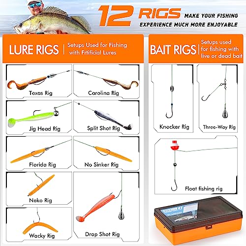 PLUSINNO 353/404 PCS Fishing Lures, Upgrade Fishing Tackle Box with Tackle Included, Crankbaits, Hooks, Weights, Other Acc...