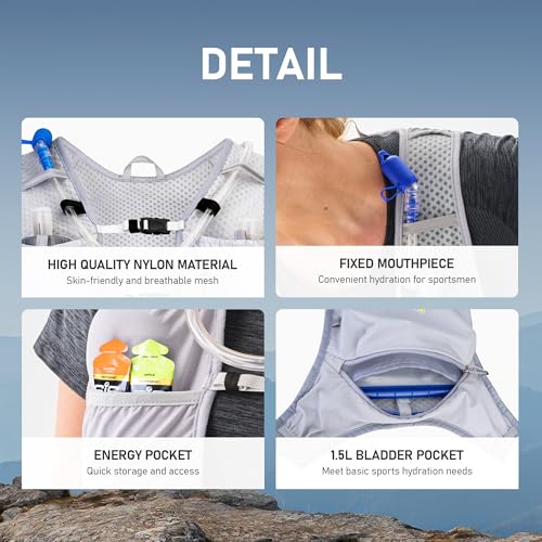 N NEVO RHINO Running Hydration Vest for Women 1.5L Water Bladder Backpack 5L Small -Lightweight Breathable Hydration Vest ...