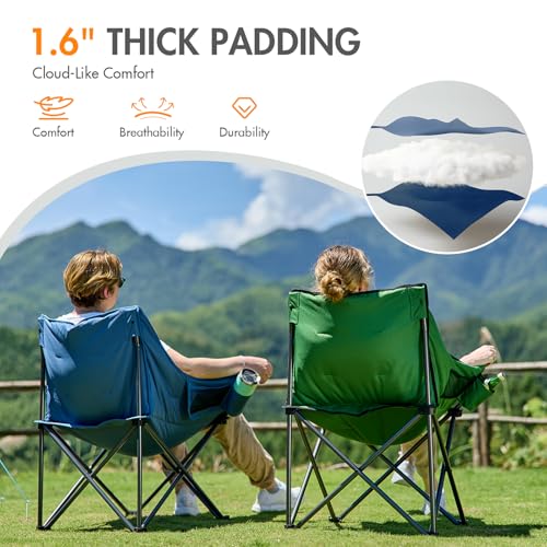 Portal 32" Oversized Padded Camping Chair, Extra Wide Heavy-Duty Folding Chair for Adults with Cup Holder & Carry Bag, Por...