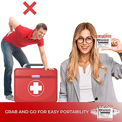 Portable Travel Size First Aid Kit - Perfect for Home, Office, Car, School, Business, Travel, Hiking, College, and Outdoor...