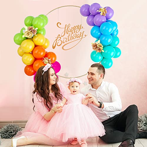 Rainbow Balloons, 50PCS Multicolor Rainbow Balloons Arch in Blue Green Purple Yellow Orange Hot Pink Latex Balloons For Bi...