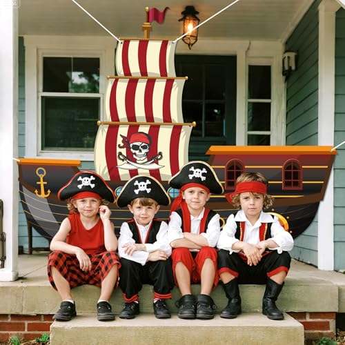 Caribbean Pirate Ship Party Backdrop Banner for Pirate Party Decorations Pirates Birthday Backdrop Sign Favors Photo Booth...