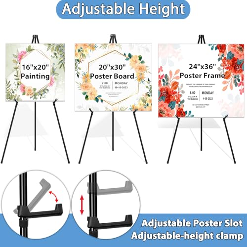 Thickened Easel Stand for Sign 65'' Metal Art Easels for Wedding, Portable Picture Stands for Display, Collapsible Floor E...