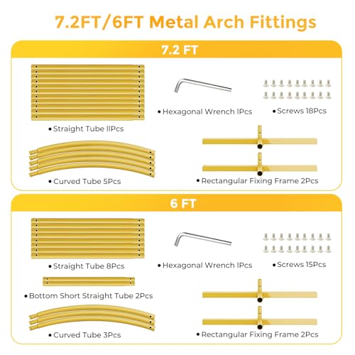 Metal Arch Backdrop Stand, 7.2FT+6FT Wedding Arch Frame, Gold Wedding Arch Backdrop Stand Set of 2, Balloon Arch Backdrop ...