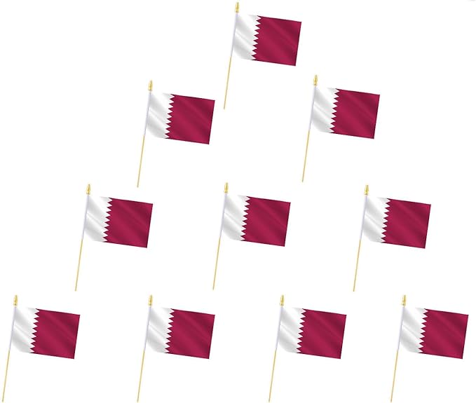 10 Pack Qatar Flags -QA Handheld Flag-Desktop Flag-5x8 In, Qatar Mini Flag. Suitable For Party Decorations, Store Display...