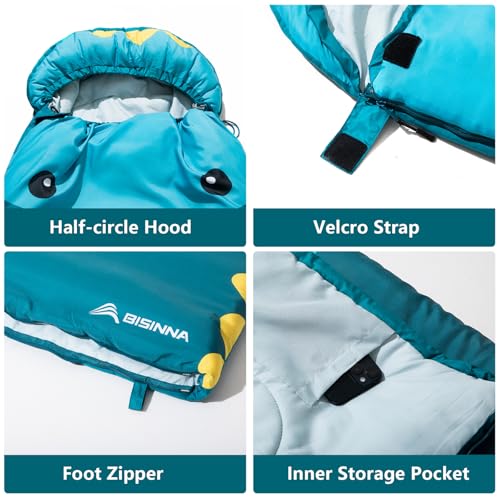 BISINNA Kids Sleeping Bag for Boys Girls with Pillow 3 Season Camping Sleeping Bag Portable for Children Hiking Backpackin...