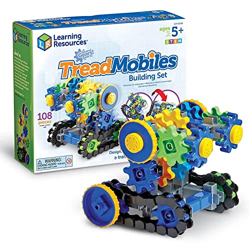 Learning Resources Gears! Gears! Gears! Treadmobiles Building Set, STEM Toys, Develops Early Engineering Skills, 108 Piece...