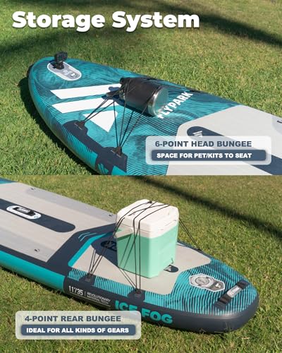 Flypark 10'8/11'x35'' Fishing&Family Stable Inflatable Paddle Boards, Extra Wide SUP Paddleboard Inflatable, 430lb Bearin...