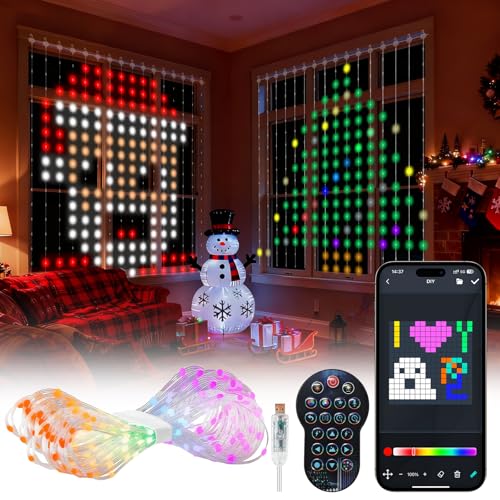 openRGB Smart Curtain Lights, LED Color Changing Curtain Lights, Dynamic DIY String Lights 7.9x7.9FT, App & Remote Control...