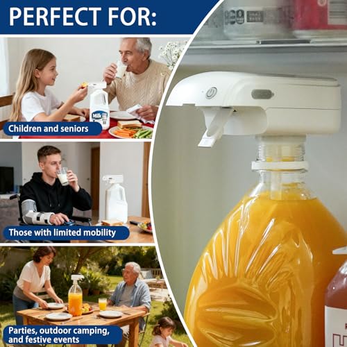 Automatic Drink Dispenser Hands-Free Beverage Milk Dispenser for Fridge Gallon USB Rechargeable Spill-Proof Design for Hom...