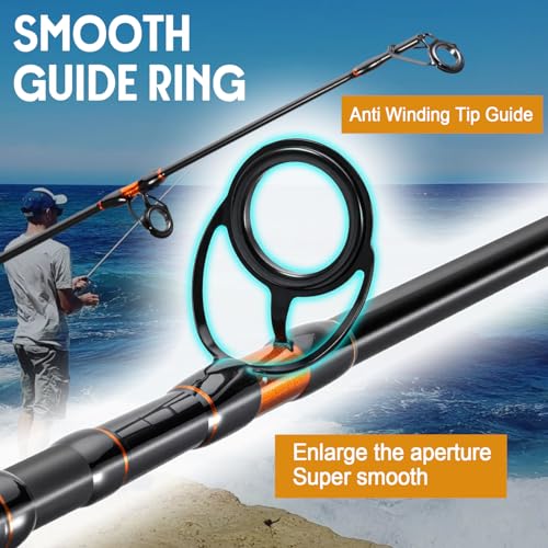 Sougayilang Surf Spinning Fishing Rod Carbon Travel Surf Rod M/MH 3 Piece Spinning Fishing Rod 9'/10'/11'/12'