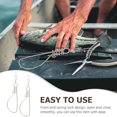 BESPORTBLE Stainless Steel Fish Lock Fishing Tool Portable Live Fish Holder with Spring Lock Snap Swivels for Outdoor Fishing
