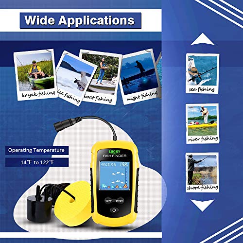 LUCKY Kayak Portable Fish Depth Finder Water Handheld Fish Finder Sonar Castable Kayak Boat Fishfinder Transducer Fishing ...