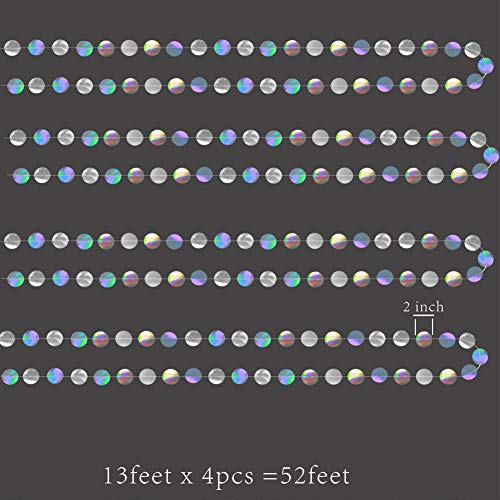 Cheerland Iridescent Party Decorations Holographic Circle Garlands Disco Theme Birthday Decorations Bachelorette Hanging S...