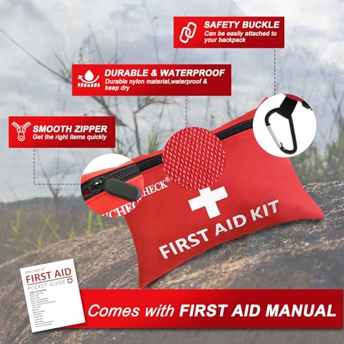 DWCHECK Mini First Aid Kit,132 Piece Small Waterproof Emergency Medical Kit for Travel, Car, Home, Office, Camping, Hiking...