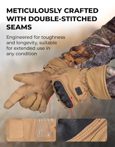 KEMIMOTO Tactical Gloves for Men, Winter Warm Motorcycle Gloves with Touchscreen Hard Shell & Palm Padding for Motorcycle ...