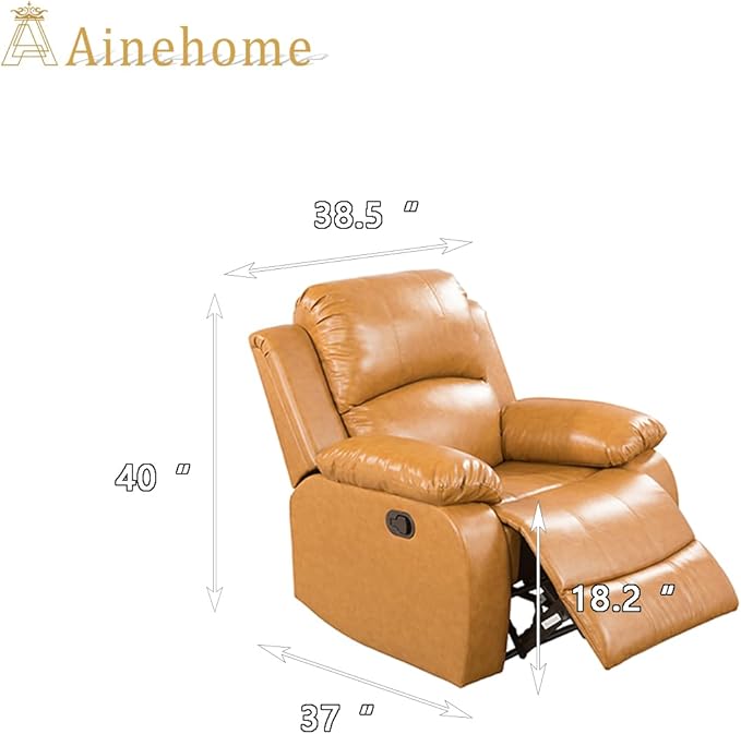 A Ainehome Living Room Furniture Set Bonded Leather Recliner Sofa Set Loveseat Chair Furniture Sofa Set for Living Room/Small Space/Rv/House/Office/Theater Seating (AA-Ginger Leather, Chair)