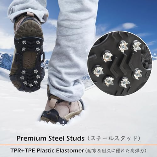 TRIWONDER Ice Cleats for Shoes and Boots Anti Slip Ice Grips Snow Crampons Traction Cleats Hiking Fishing Walking Gear