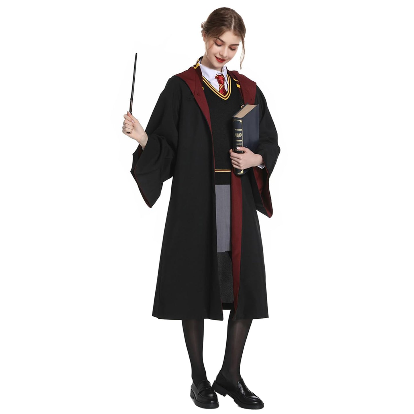 seeykey Wizard Robe Cloak with Hood for Adult and Teens, Magician Cosplay Halloween Costume Dress Up for Men and Women