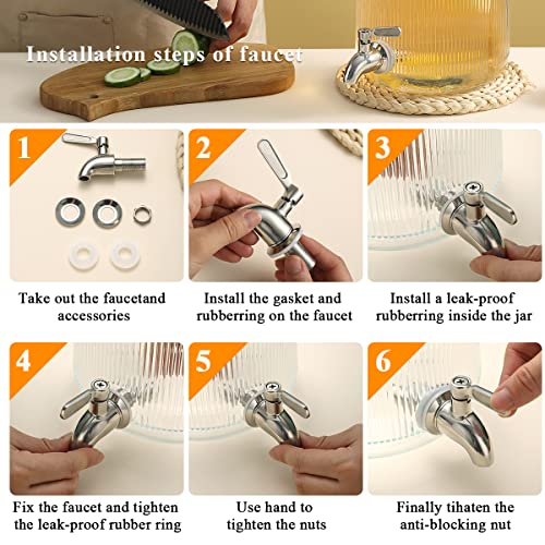 Kyraton Beverage Dispenser Replacement Spigot No Leakage, Stainless Steel Water Dispenser Replacement Faucet Polished Fini...