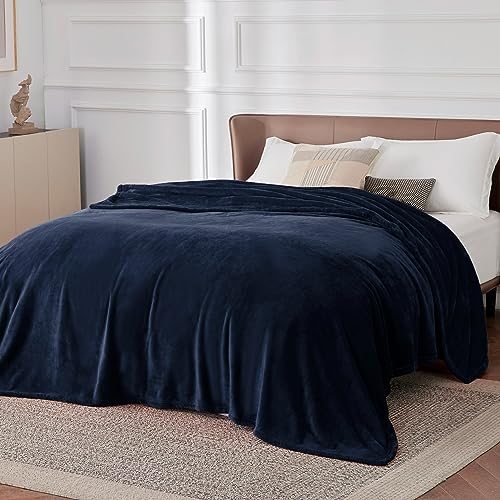 Bedsure GentleSoft Navy Fleece Blankets Queen Size - Bed Blanket Blue Soft Lightweight Plush Fuzzy Cozy Luxury Microfiber,...