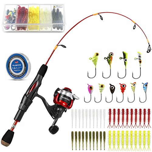 PLUSINNO Ice Fishing Rod, Ultralight and Sensitive Ice Fishing Rod and Reel Combo, 26"/27"/28" for Trout, Walleye, Perch, ...