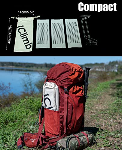 iClimb 1 Solo Mini Folding Table and 1 Anti-Sinking Large Feet Chair Bundle, Ultralight Compact for Adults Outdoor Picnic ...
