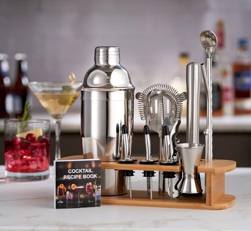 Cocktail Shaker Set - 17 Piece Stainless Steel Mixology Bartender Kit, Drink Martini Shaker, Home Bar Accessories, Cocktai...