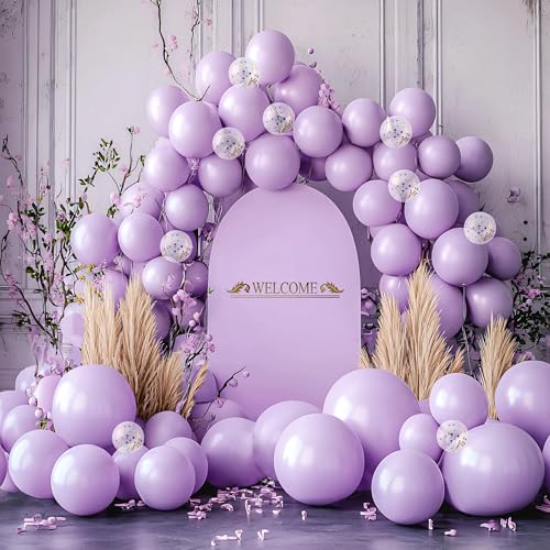 JOYIN 150 Pcs Pastel Purple Balloons, Different Sizes 18 12 10 5 Inch Pastel Purple Latex Balloon Arch Kit with Instructio...