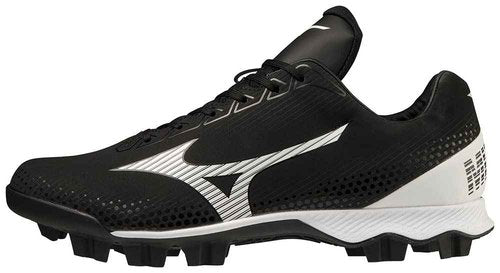 Mizuno Men's Wave Lightrevo Baseball Shoe, Black-White, 9.5