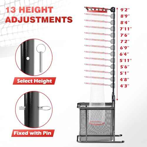 Pro Volleyball Setter Training Equipment Volleyball Setting Trainer Practice Net with 2 Target Hoop Size & 6 Angles & 13 Height Adjustment Ball Collection Bag Indoor Outdoor Practice