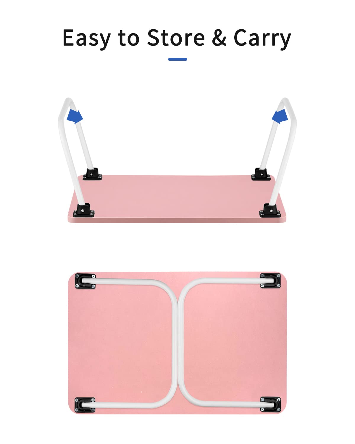 Ruxury Folding Lap Desk Laptop Stand Bed Desk Table Tray, Breakfast Serving Tray, Portable & Lightweight Mini Table for Sofa Couch Floor - - Pink
