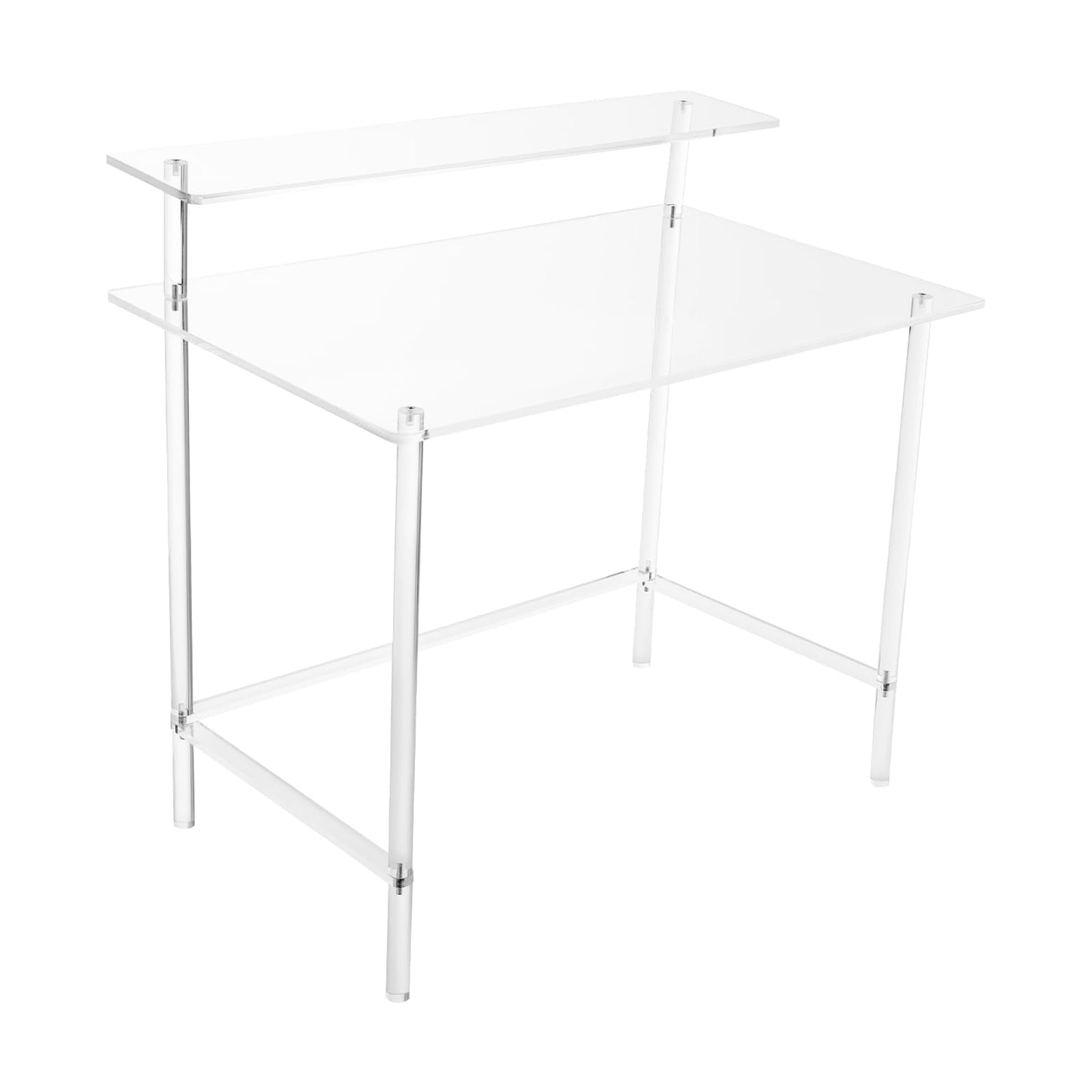BBinmine Acrylic Desk, 2-Tier Home Office Desk with Monitor Stand, Laptop Study Table Home Office Console Table, 31.5 * 19.69 * 34.65in