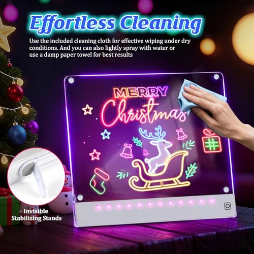 Rechargeable LED Drawing Board for Kids with Tracing Pages, Lumi Board Magnetic Light Up Acrylic Dry Erase Board, LED Note...