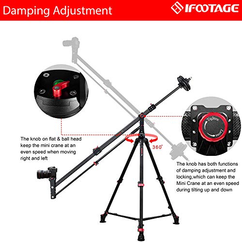 IFOOTAGE Bundle – 65" Carbon Fiber Video Tripod with Centre Pole and 85" Carbon Fiber Mini Jib Crane M1 III, Professional ...