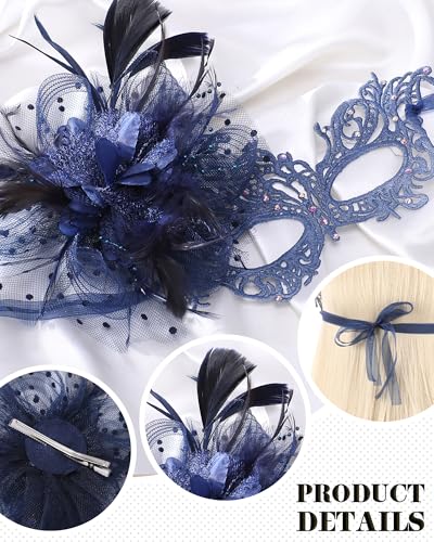Zinniday Lace Masquerade Masks for Women - Halloween Elegant Venetian Flower Mask 1920s 50s Party Eyemask for Woman