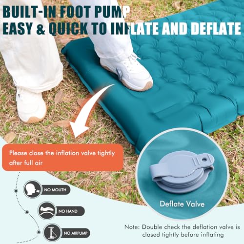 GDREAMT Inflatable Camping Sleeping Pad with Pillow, Extra Thickness 4 Inch Sleeping Mat with Built-in Pump, Compact & Ult...