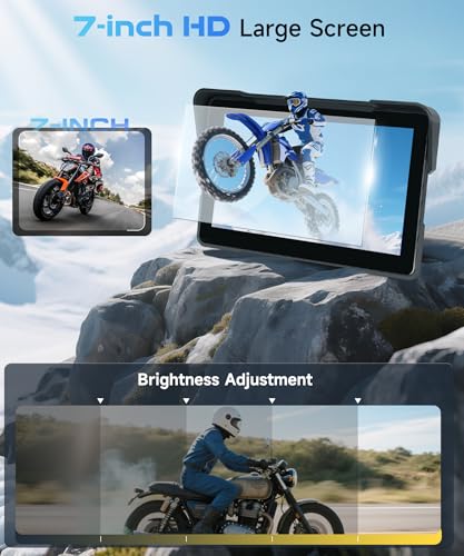 KYNNT 7 Inch Wireless Motorcycle Carplay GPS Navigation System with Wireless Carplay Android Auto, Portable Moto Car Play ...