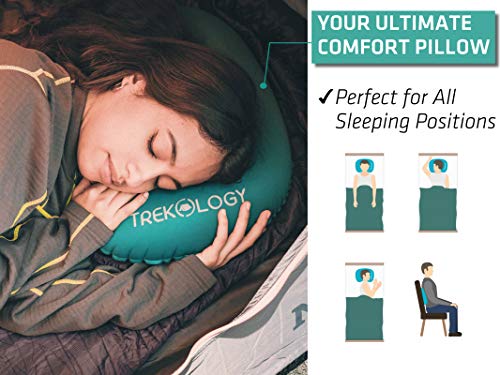 TREKOLOGY Ultralight Inflatable Camping Travel Pillow - ALUFT 2.0 Compressible, Compact, Comfortable, Ergonomic Inflating ...