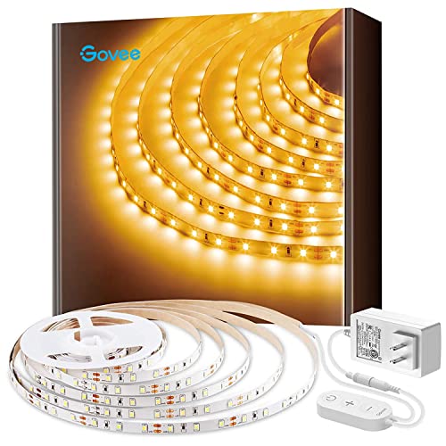 Govee Warm White LED Strip Lights, Bright 300 LEDs, 3000K Dimmable Light Strip 16.4ft with Control Box, LED Lights for Bed...
