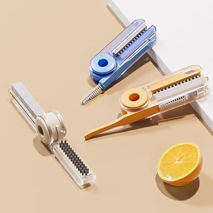 4 in 1 Cup Lid Cleaning Brush Set - No Exposed Wet Parts, Multifunctional Lid Cleaner, Silicone Cup Lid Gap Cleaner, Multipurpose Bottle Gap Cleaner Brush Blue 1 pcs