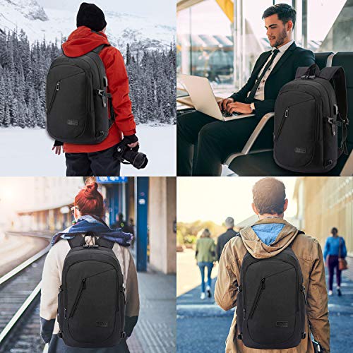 WENIG Anti-Theft Travel Laptop Backpack with USB Charging Port Lock,Water Resistant Slim Work Computer Bag for Men College...